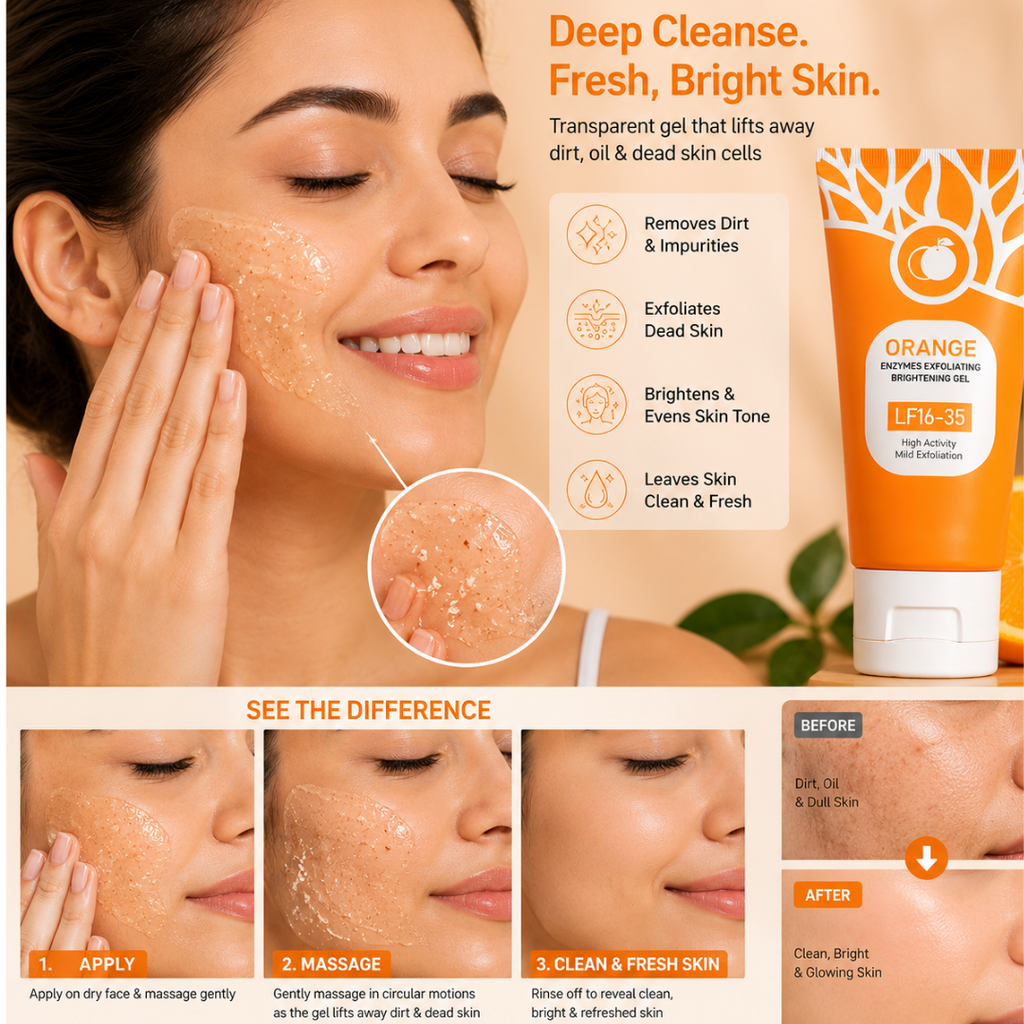 Orange Enzymes Exfoliating Brightening Gel – Gentle Facial Scrub
