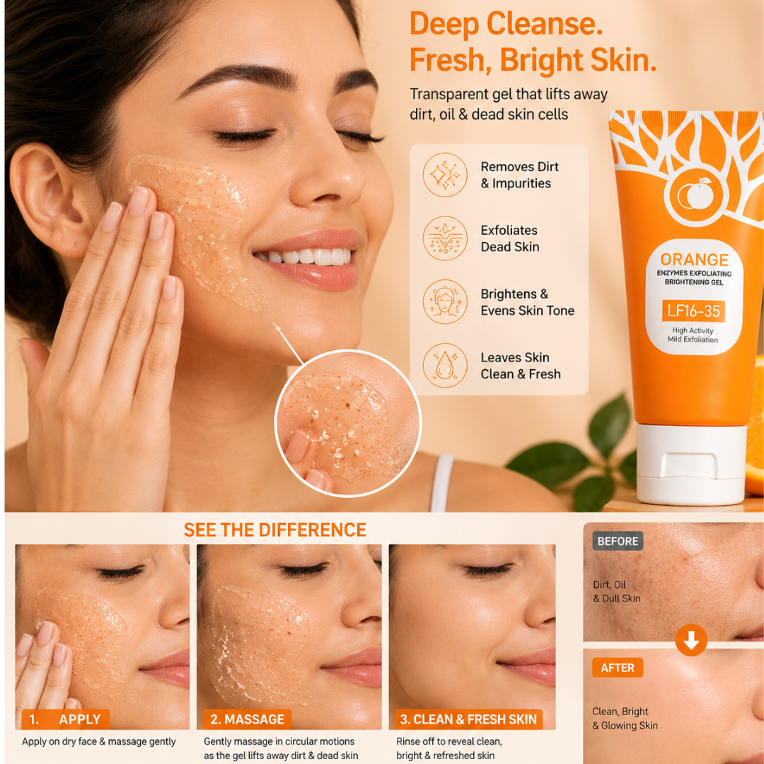 Orange Enzymes Exfoliating Brightening Gel – Gentle Facial Scrub